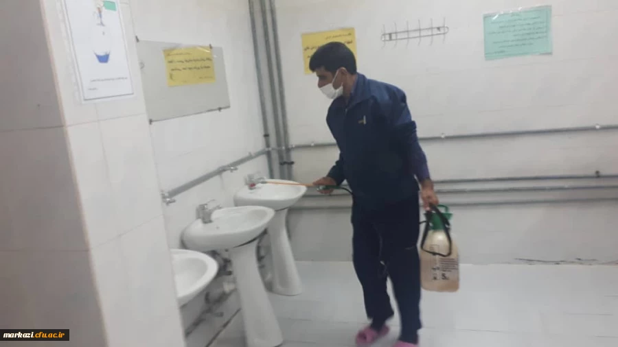 خوابگاه ها و فضاهای پردیس های دانشگاه فرهنگیان استان مرکزی پاکسازی و ضدعفونی شد 2