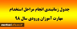 جدول زمانبندی انجام مراحل استخدام مهارت آموزان ورودی سال 98