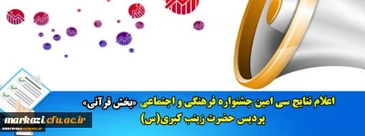 اعلام نتایج سی امین جشنواره فرهنگی و اجتماعی «بخش قرآنی» پردیس حضرت زینب کبری(س)