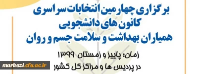 چهارمین دوره انتخابات شورای مرکزی کانون های دانشجویی همیاران بهداشت و سلامت جسم و روان