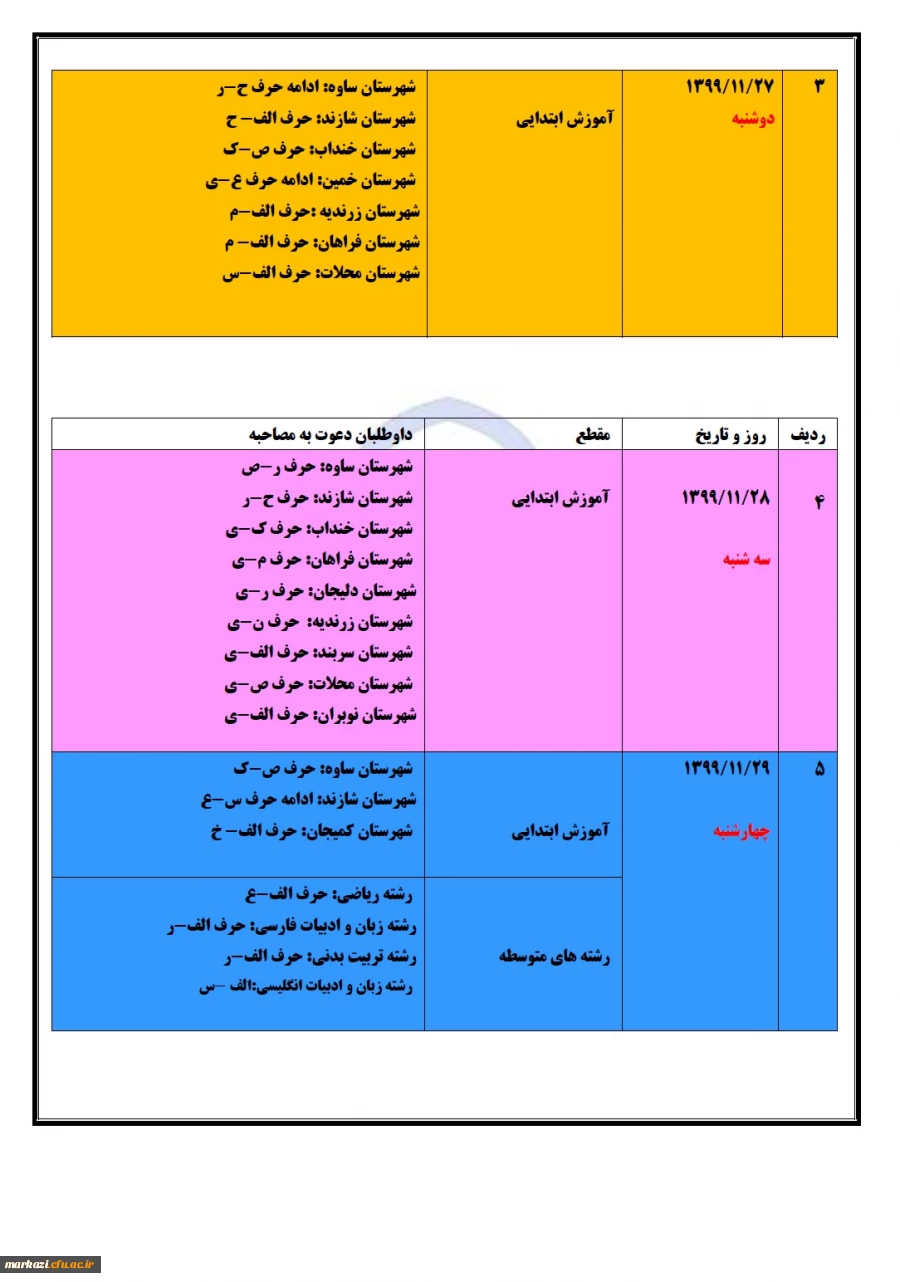 جدول زمان بندی