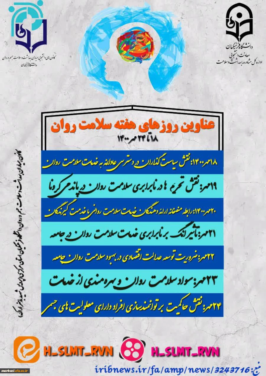 عناوین هفته سلامت روان