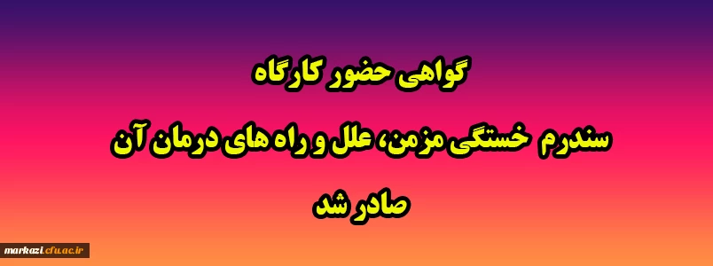 گواهی حضور کارگاه سندرم  خستگی مزمن، علل و راه های درمان آن صادر شد 4