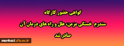 گواهی حضور کارگاه سندرم  خستگی مزمن، علل و راه های درمان آن صادر شد